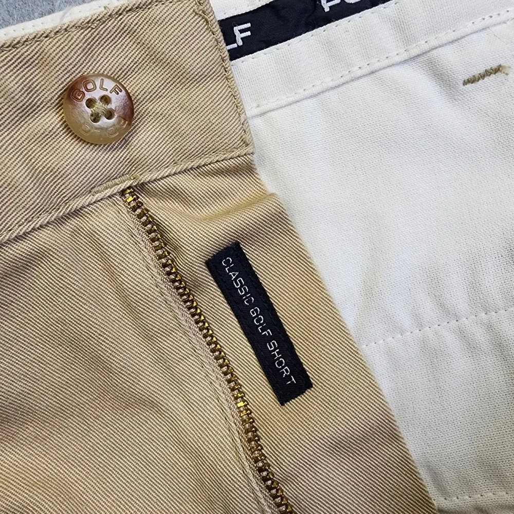 Vintage Polo Golf Ralph Lauren Men's 42 Chino Shorts Beige Pleated Classic Golf